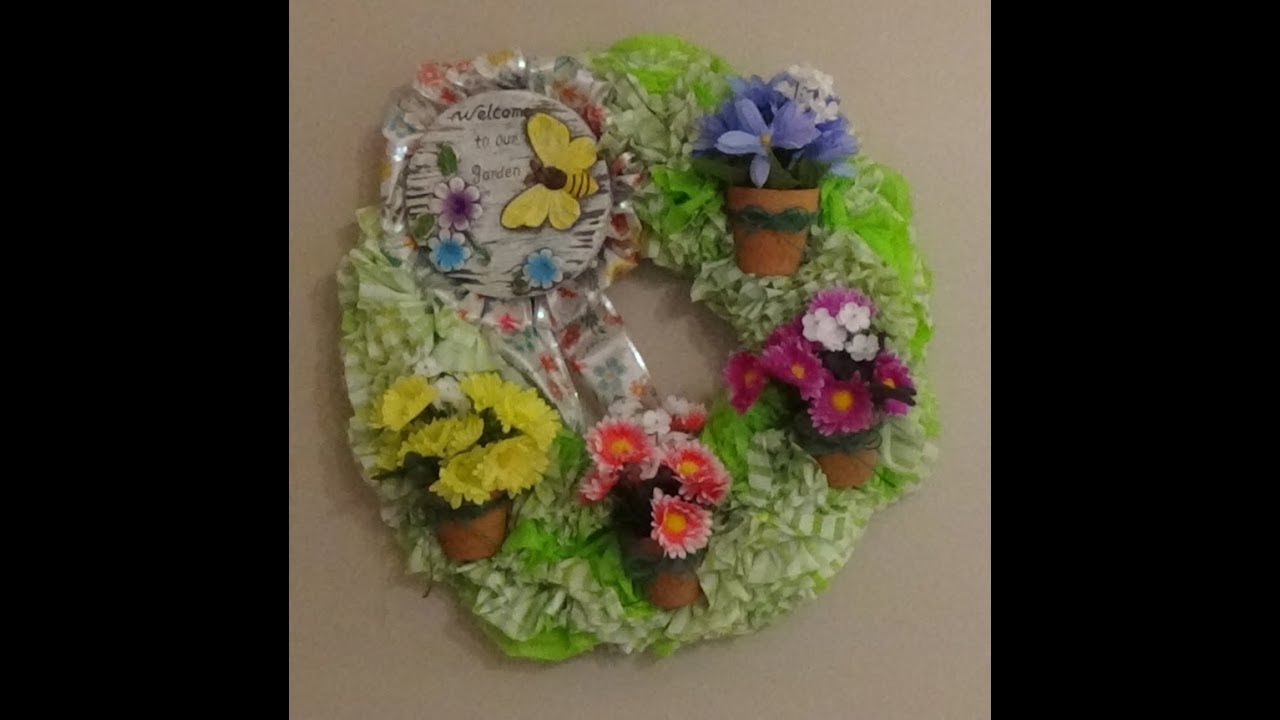 DIY Dollar Tree Gardening Wreath (Recycled Easter Wreath)