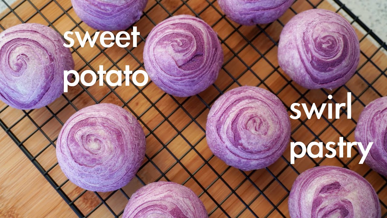 Purple sweet potato swirl pastry: buttery and flaky 紫薯螺栓酥