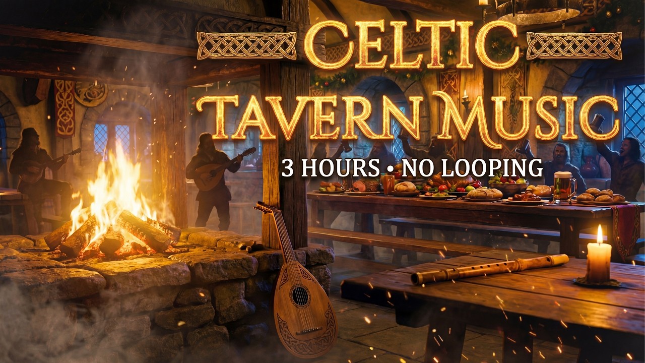 Cozy Medieval Yuletide Feast | 3 Hours of Festive Tavern Ambience for Focus