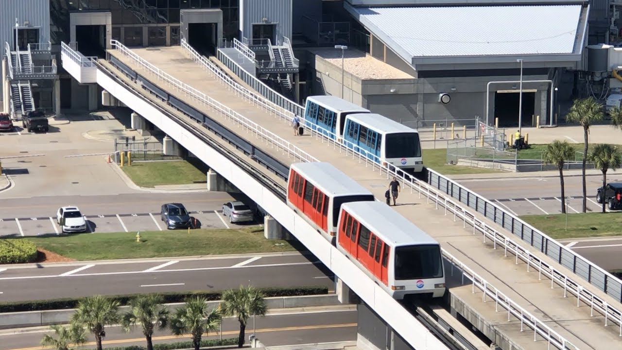 Airport Trams At Tampa International Airport & Boxcar Train In Florida, Airport Train Ride, Tampa Fl