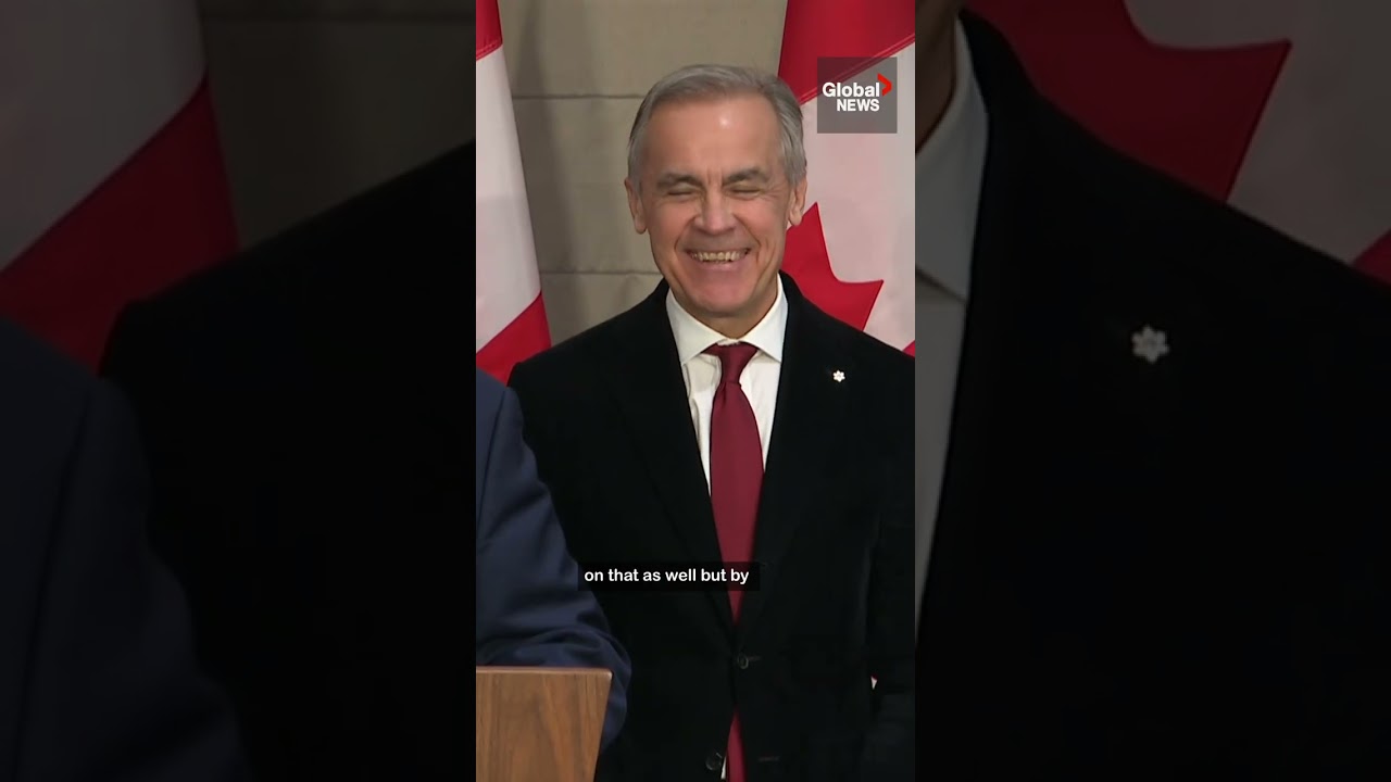 Carney giggles at Ford's defence of infamous anti-tariff ad