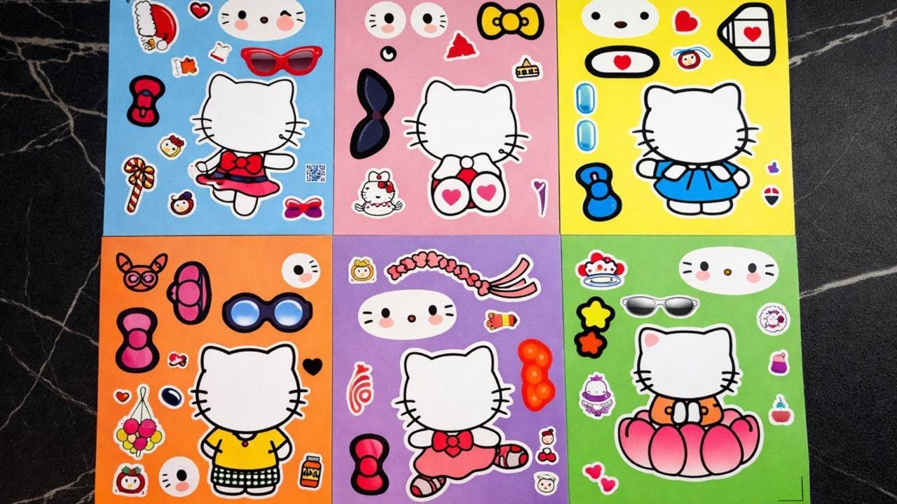 [paper diy]Hello Kitty Sticker Book Collection SO Satisfying ASMR Craft Video 👑 Decorate with sticke