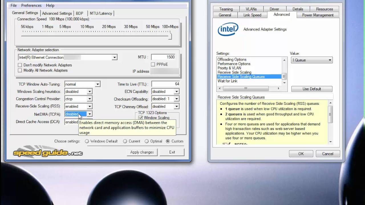 TCP Optimizer and Nic
