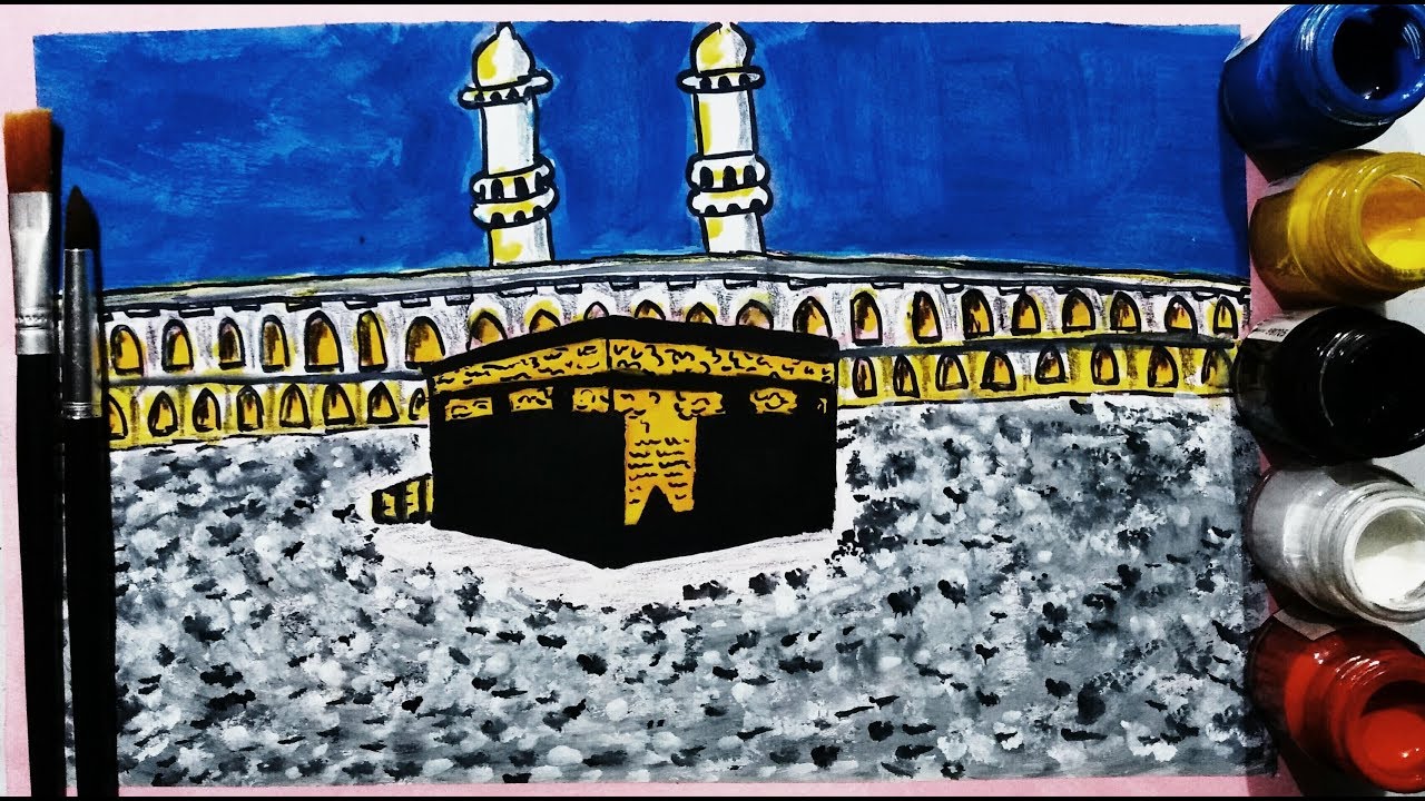 How To Draw Kaaba easily with poster color