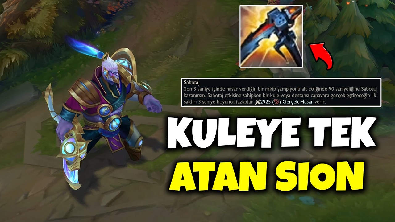 Kuleye Tek Düz Vuruş Atan Full Ad Sion Top Lane 🥵