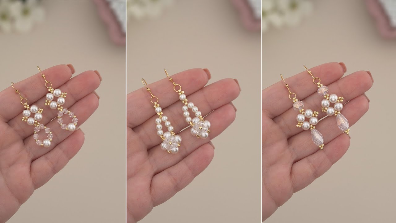 3 Quick & Simple Pearl Earring Designs: Easy DIY Pearl Earrings Making Ideas | Bridal Beaded Jewelry