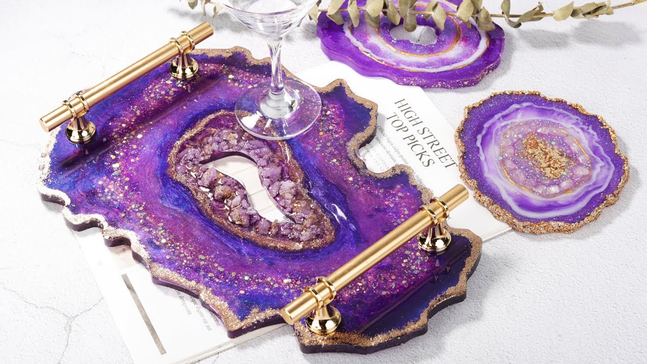 Hollow Resin Tray Coaster |Geode Faux Agate Tray |Epoxy Resin Casting Crafts