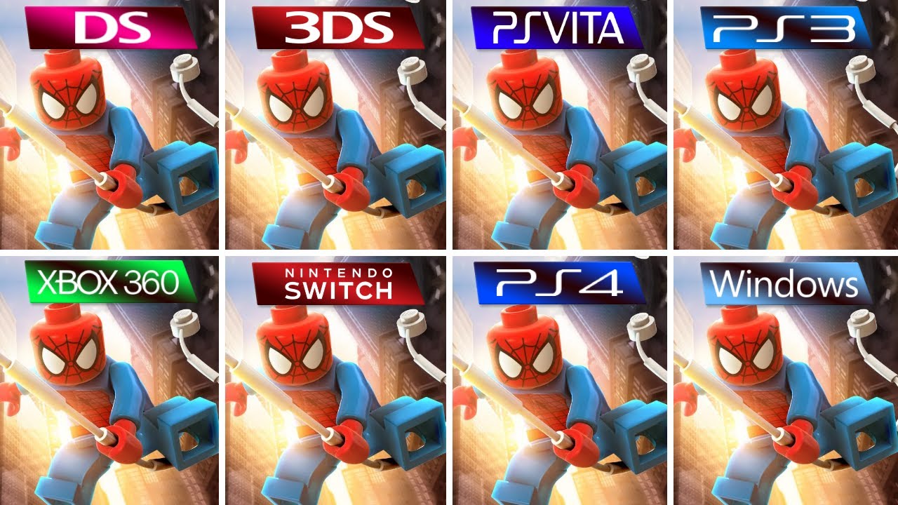 Lego Marvel Super Heroes (2013) DS vs 3DS vs Ps Vita vs PS3 vs XBOX 360 vs Switch vs PS4 Pro vs PC