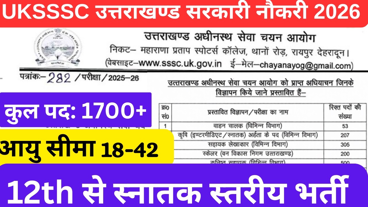 Uttarakhand New Vacancy 2026 || UKSSSC NEW VACANCY 2026 EXAM CALENDAR #uksssc
