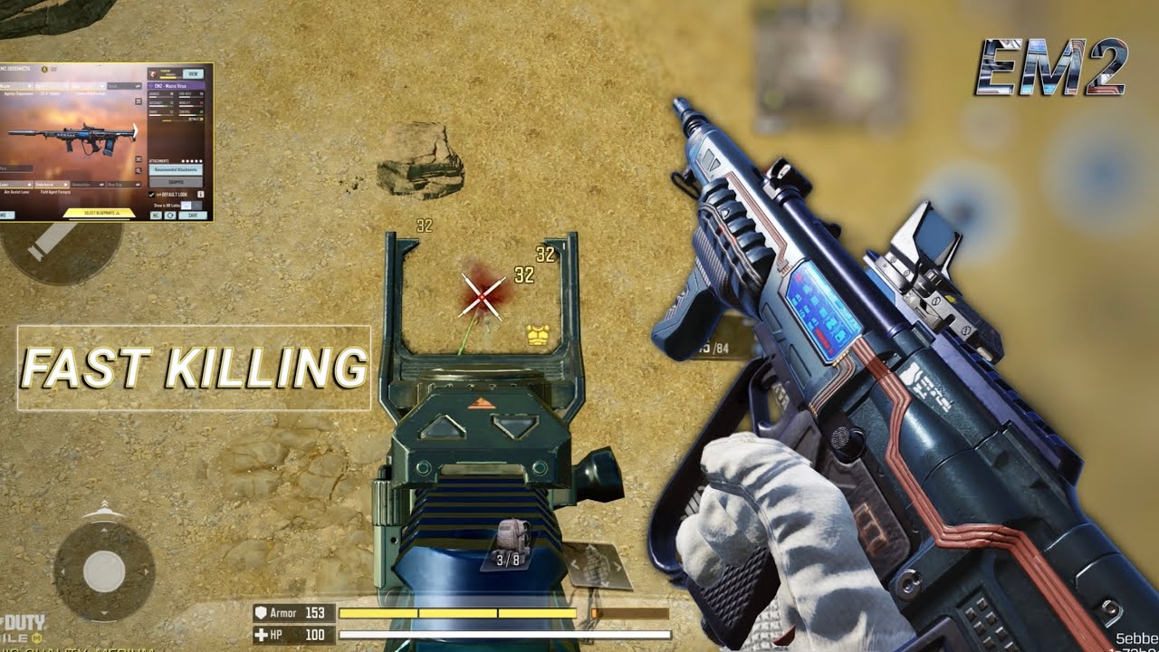 NO RECOIL in LONG RANGE + FAST KILLING | BEST EM2 GUNSMITH CODM BR | CODM BR GAMEPLAY