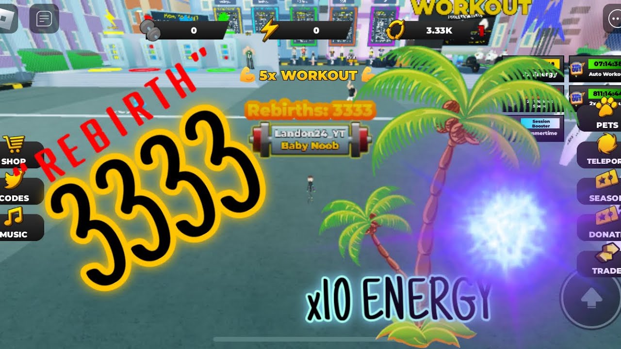 x10 ENERGY and 3333rd Rebirth in Strongman Simulator (100TH VIDEO)