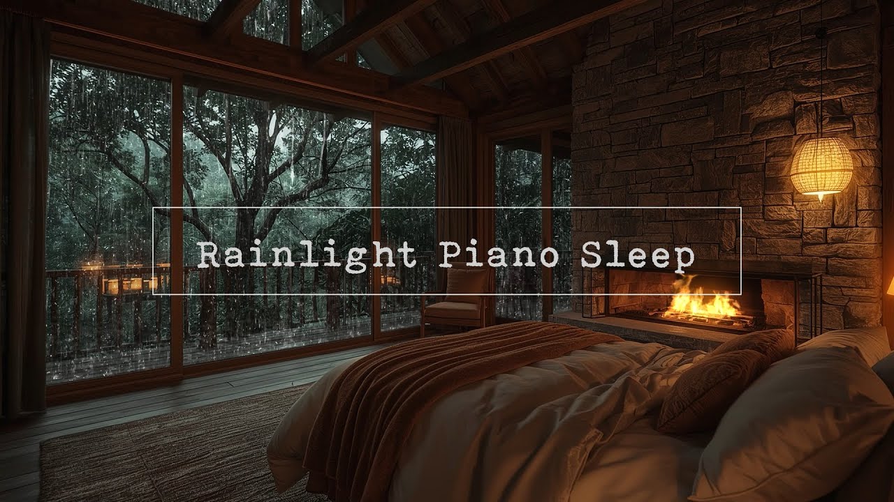 Midnight Piano Shower, Deep Relaxing Rain