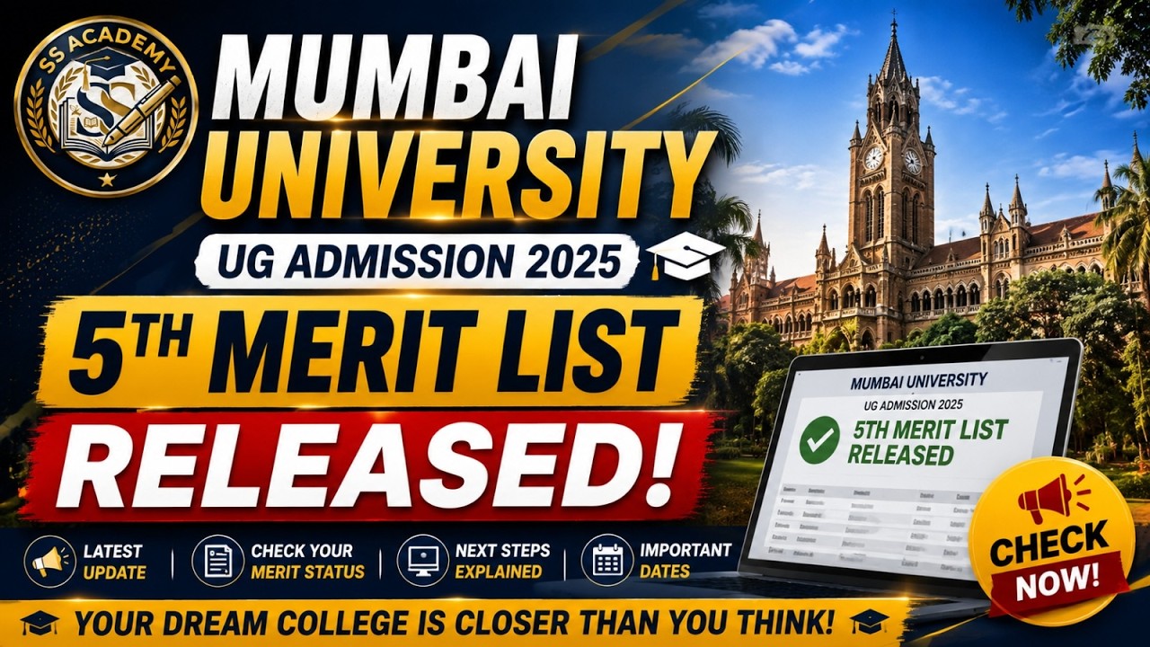 Mumbai University UG Admission 2025 5th Merit List Released 🔥 | Check Your Name Now