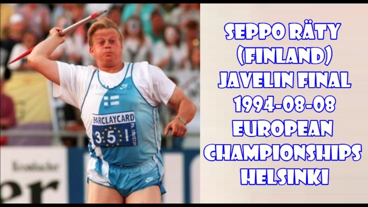 Seppo R&auml;ty (Finland) javelin final 1994-08-08 European Championships Helsinki.