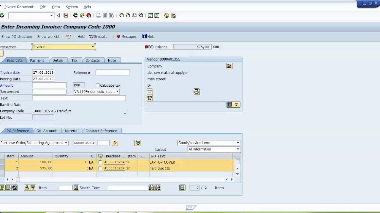 Invoice Verification In SAP MM | MIRO T code In SAP