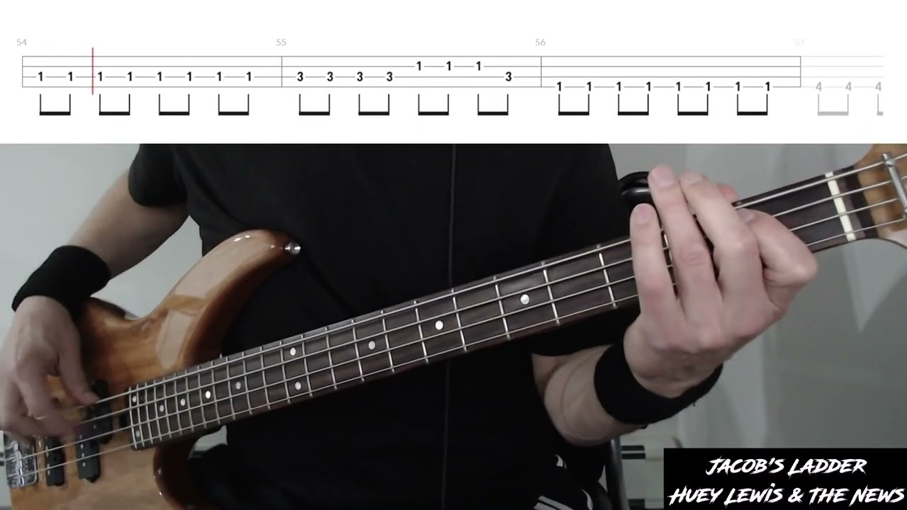 Jacob's Ladder by Huey Lewis & The News - Bass Cover with Tabs Play-Along
