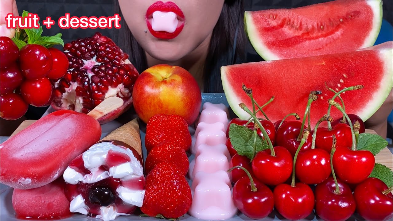 ASMR FRESH FRUIT, ICE CREAMS, JELLY 먹방 MUKBANG MASSIVE Eating sounds