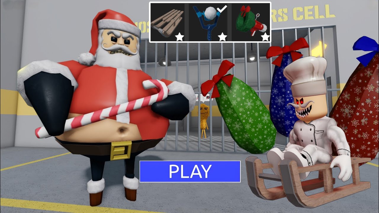 Santa Barry's Prison Run! All three items unlocked gameplay #roblox