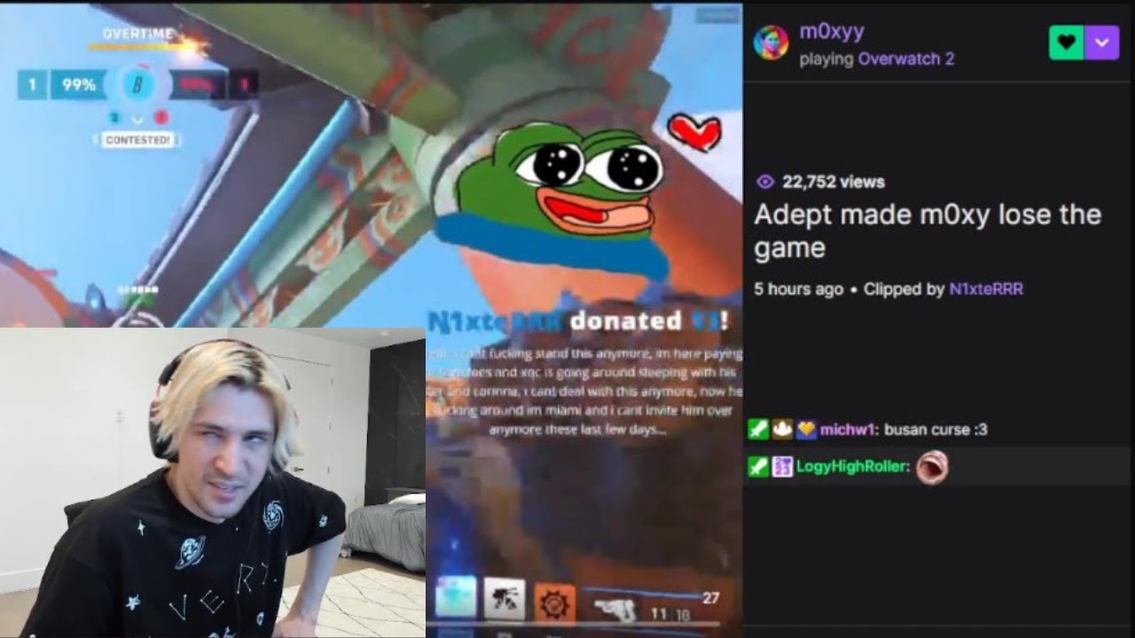 xQc reacts to Adept making Moxy Lose the Game