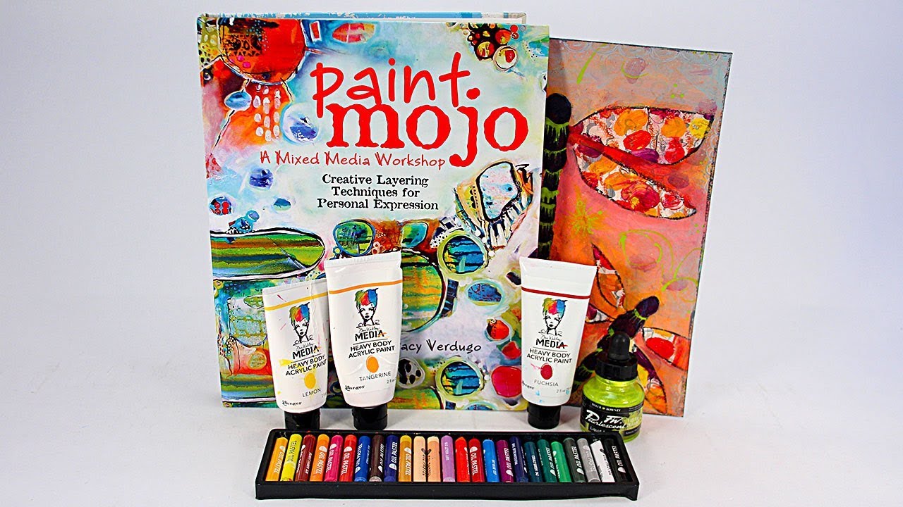 Mixed-Media Canvas Inspired from Paint Mojo by Tracy Verdugo - with Barb Owen - HowToGetCreative.com