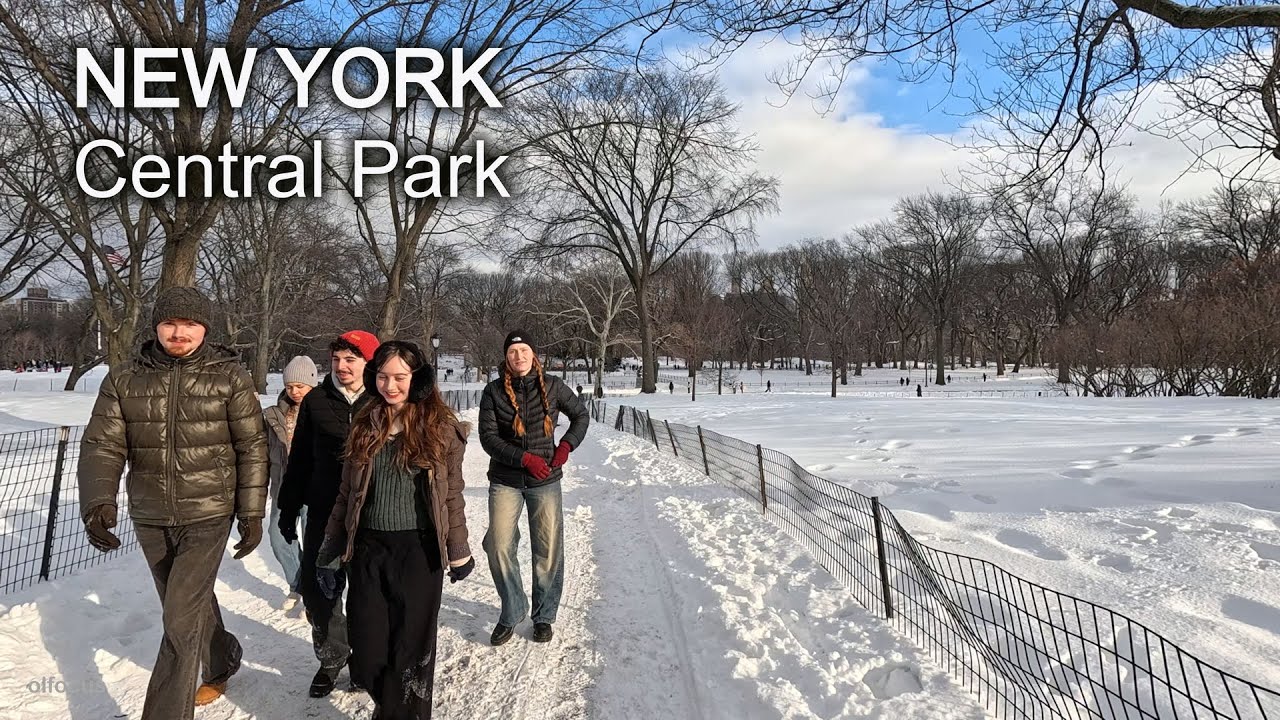 NYC Central Park After Snowfall ❄️ Frozen Lake, Skiing & Winter Fun | 4K 60fps