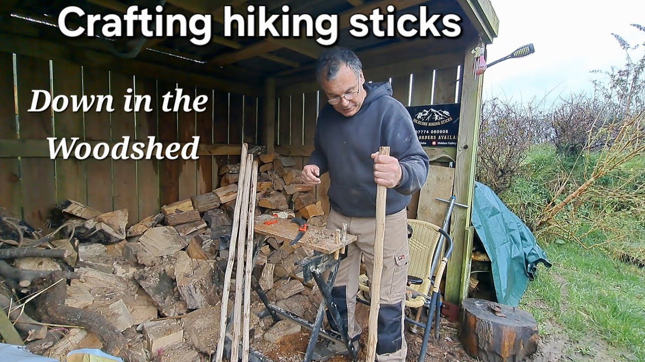 Hiking stick making in the Woodshed. Stick Woodworking. Enjoying the slower pace. 