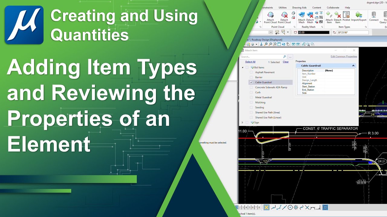 Adding Item Types and Reviewing the Properties of an Element
