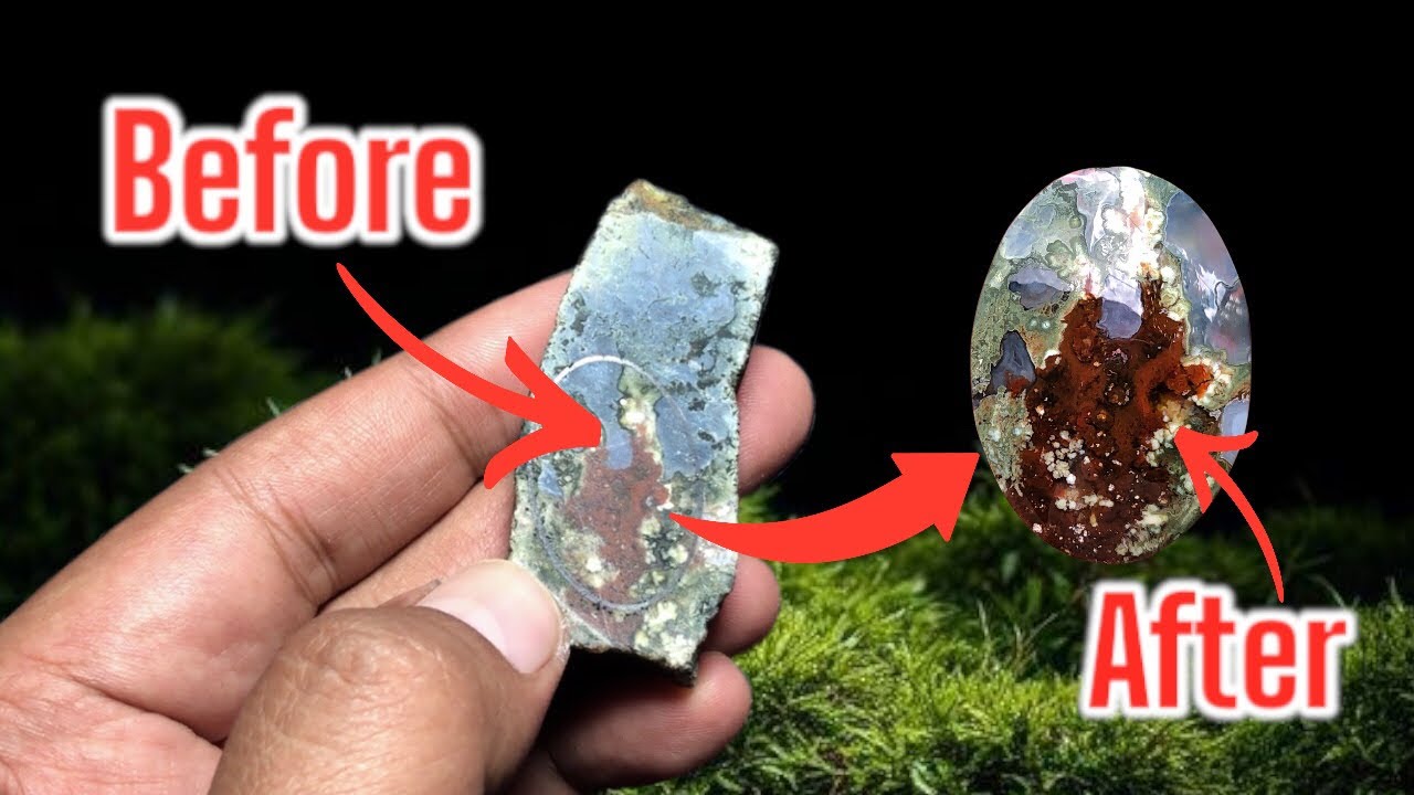 Full Process of Making a Moss Agate Cabochon #cabochon #gemstone #crystals #gemstonejewelry #agate 