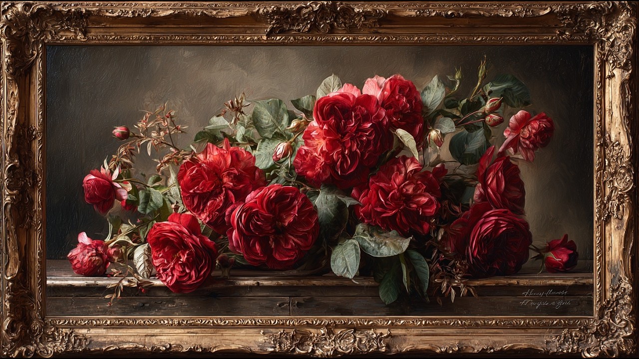 4K Frame TV Art • Red Roses Oil Painting | Romantic Wall Art for Your TV (2 Hours, No Sound)