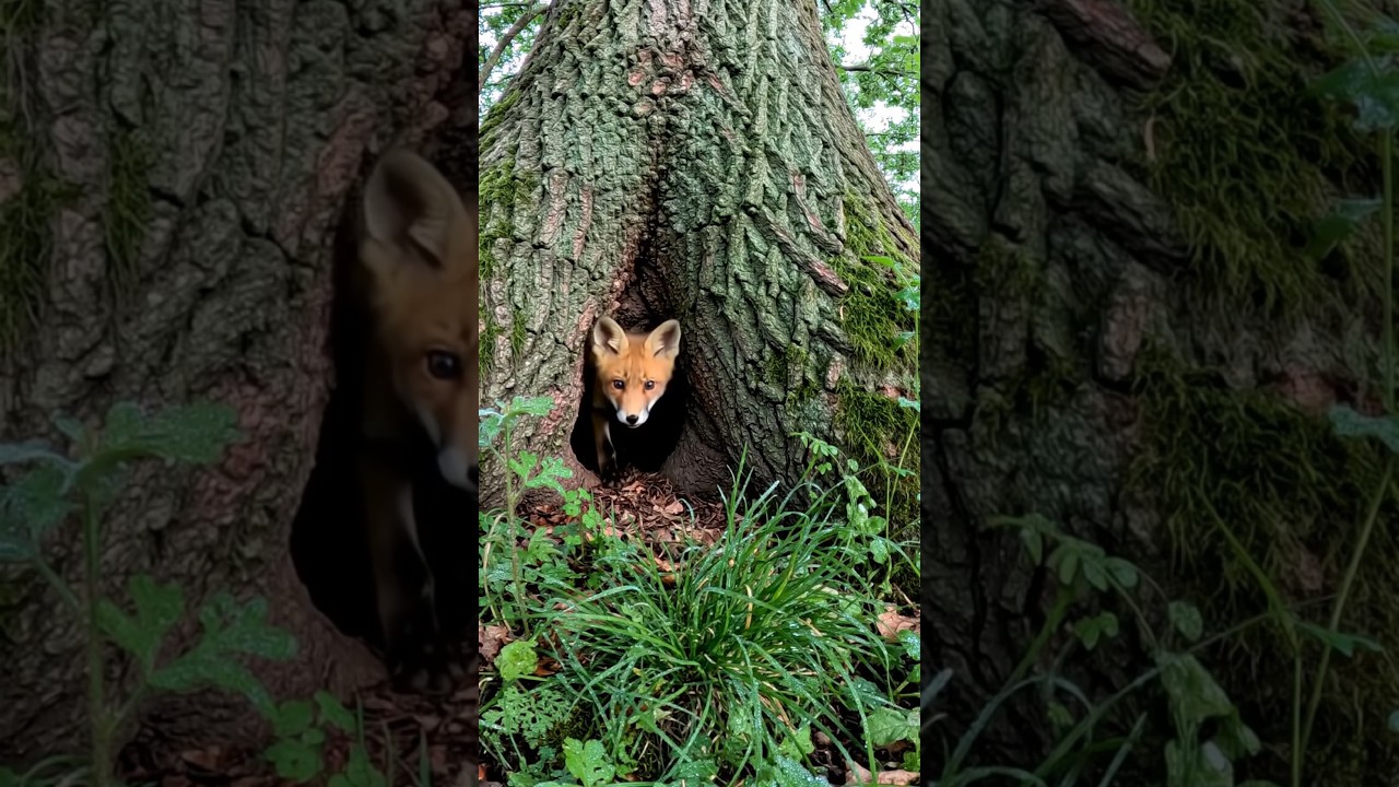 Tiny Fox Cub Takes Its First Steps Outside the Den 🦊