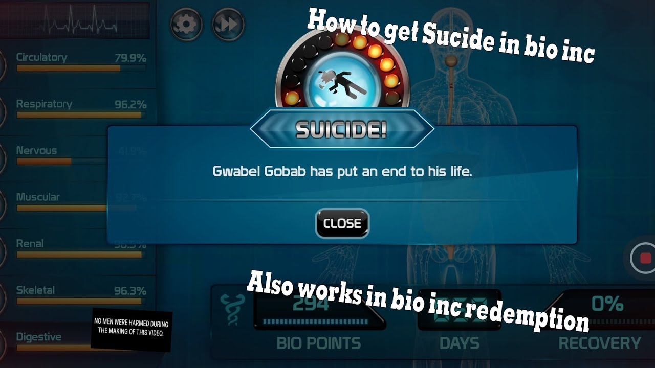 How to get Suicide in bio inc biomedical plague (also works in bio inc redemption)