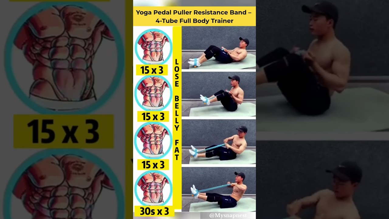 Yoga Pedal Puller Resistance Band &ndash;  4‑Tube Full Body Trainer