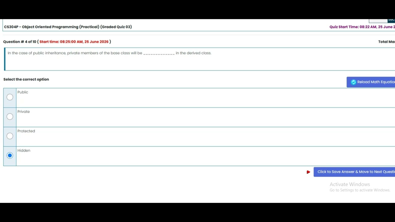 CS304(Practical) Quiz 3 Solution 2026 || CS304P - Object Oriented Programming