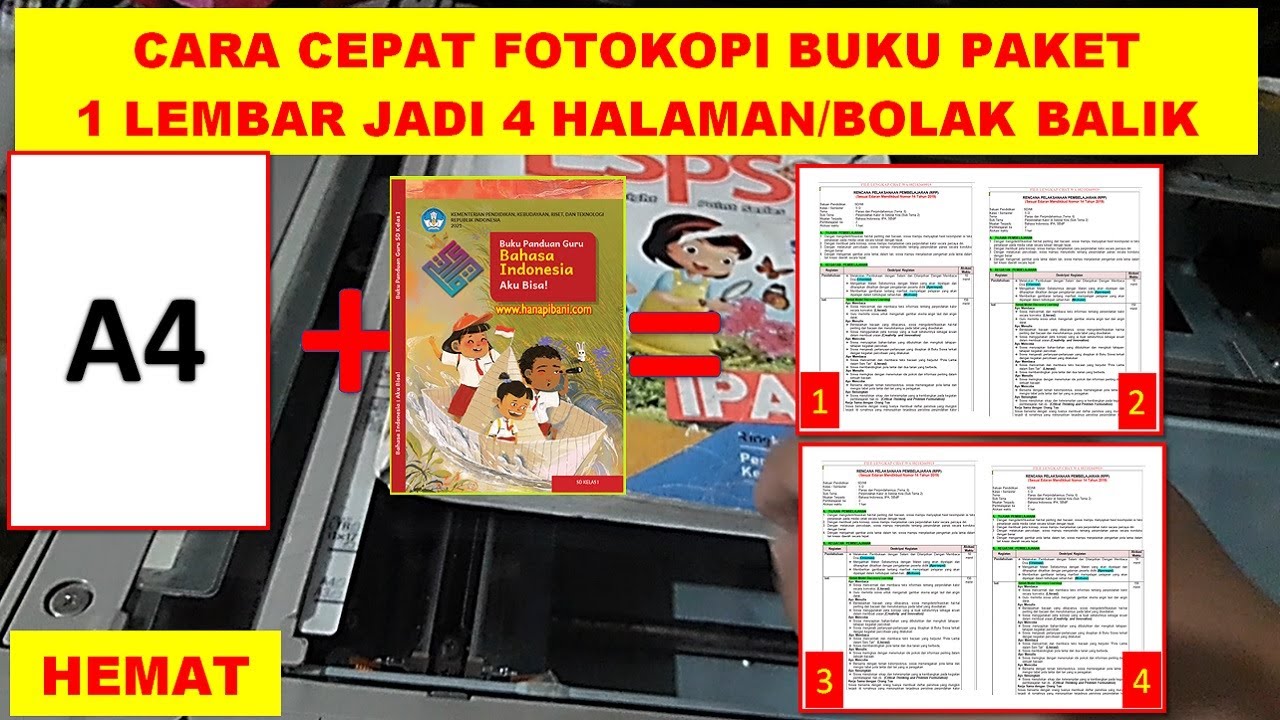 CARA CEPAT FOTOKOPI BUKU PAKET SEKOLAH 1 LEMBAR JADI 4 HALAMAN BOLAK BALIK