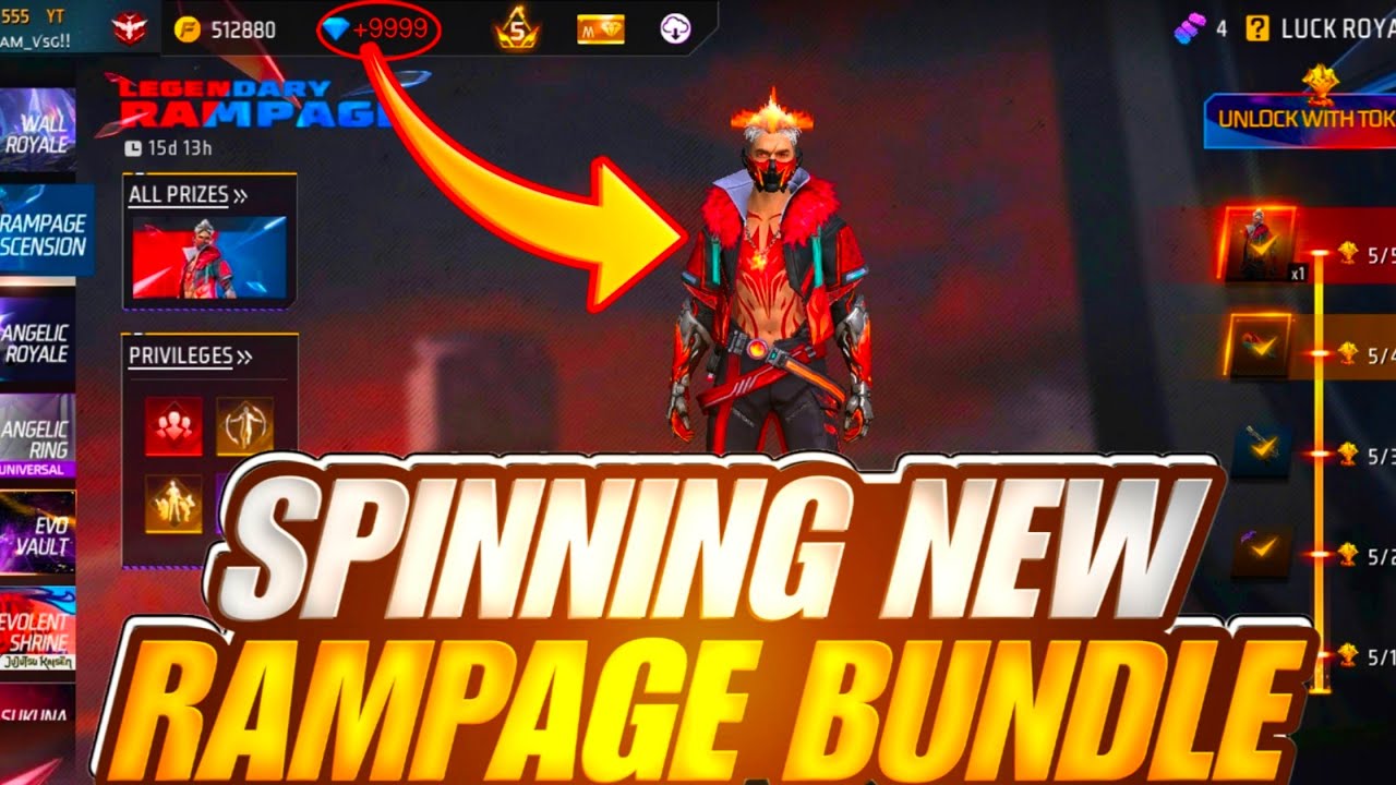 SPINNING NEW RAMPAGE BUNDLE 🤯 I LOST ALL MY DIAMONDS 😱 #viralvideos #spin #freefire 