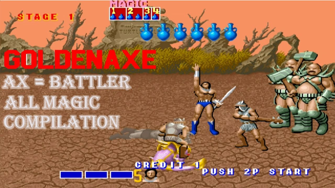 Golden Axe (AX = BATTLER) all magic compilation in a single video.