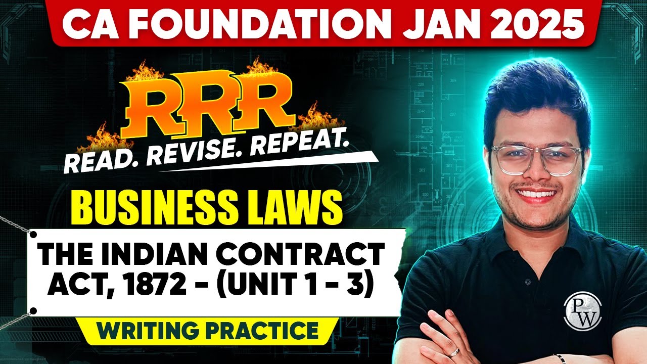 CA Foundation Business Laws: The Indian Contract Act, 1872 (Unit 1-3) Writing Practice | RRR Series