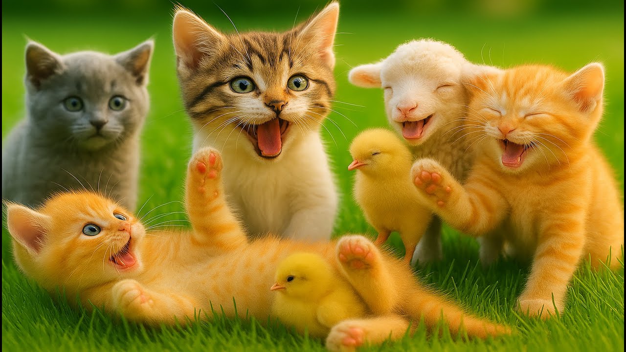 Adorable Kittens Having Fun on the Grass 🌿🐾 – Soothing Meows & Beautiful Moments
