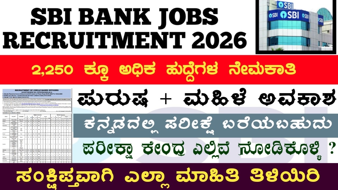 2,250 ಕ್ಕೂ ಅಧಿಕ SBI ನಿಂದ ನೇಮಕಾತಿ ಪ್ರಕಟ 🔥🥳 | SBI Bank Job 2026 | ಸಂಕ್ಷಿಪ್ತವಾಗಿ ಎಲ್ಲ ಮಾಹಿತಿ ತಿಳಿಯಿರಿ