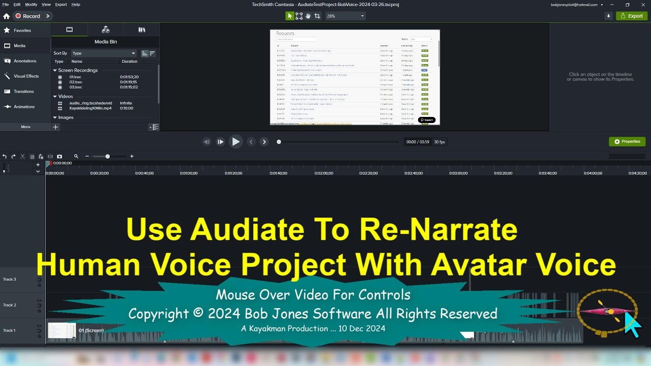 Camtasia - Use Audiate To ReNarrate Human Voice Project With Avatar Voice 2024 12 10