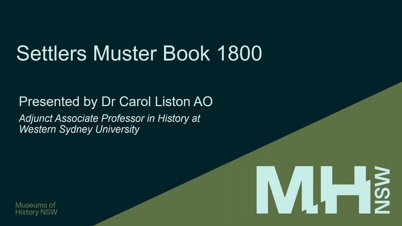 Webinar: Settlers' Muster book 1800