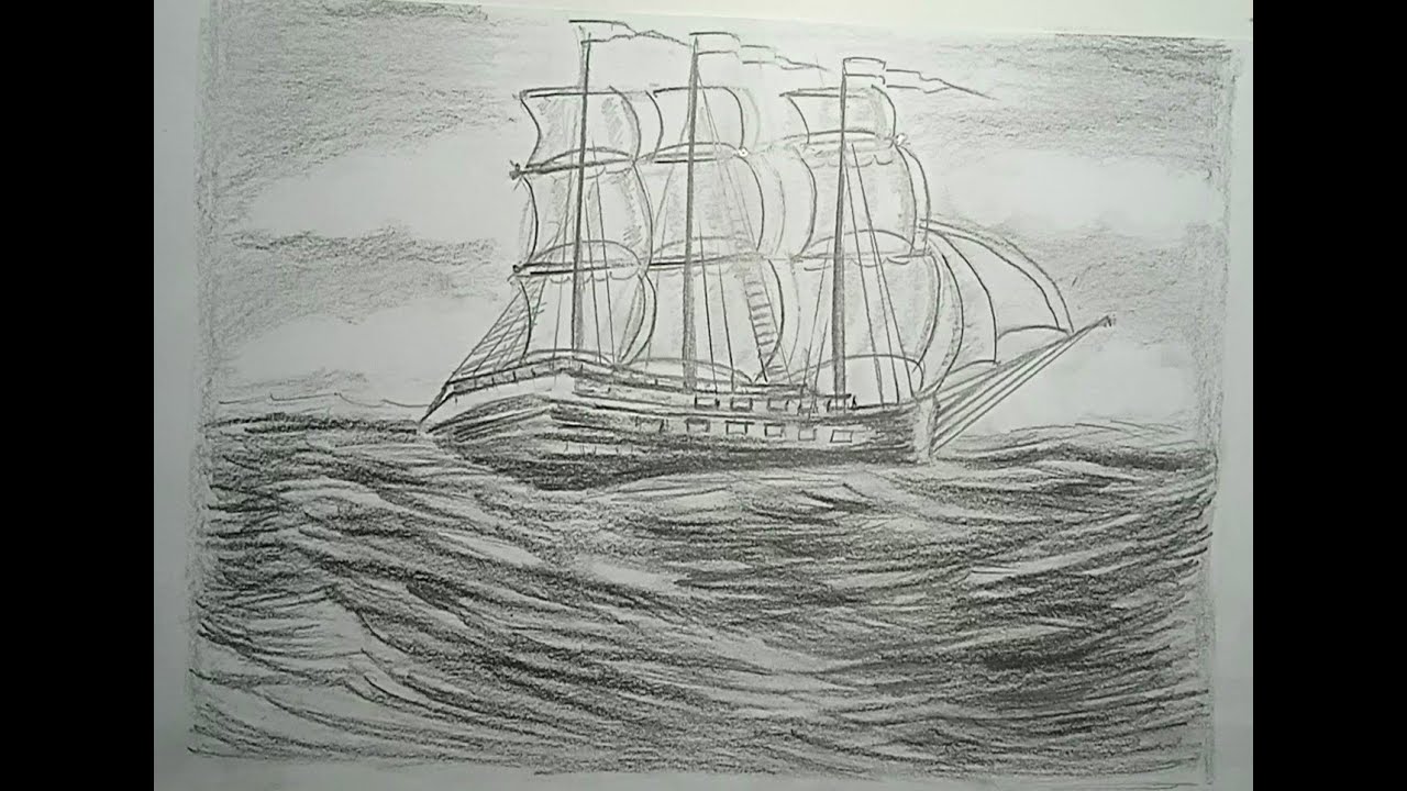 Comment dessiner un Navire# landscape# pencil drawing# paysage#