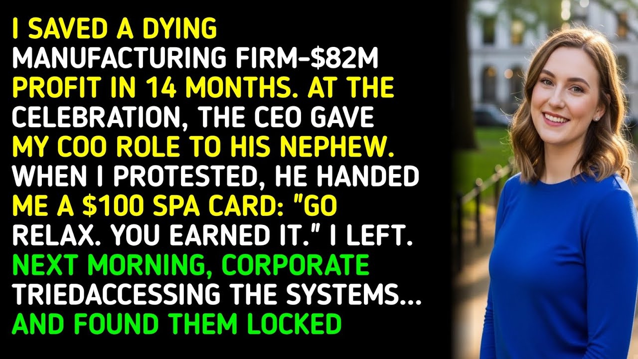 I SAVED A DYING MANUFACTURING FIRM-$82M PROFIT IN 14 MONTHS. AT THE CELEBRATION, THE CEO GAVE MY...