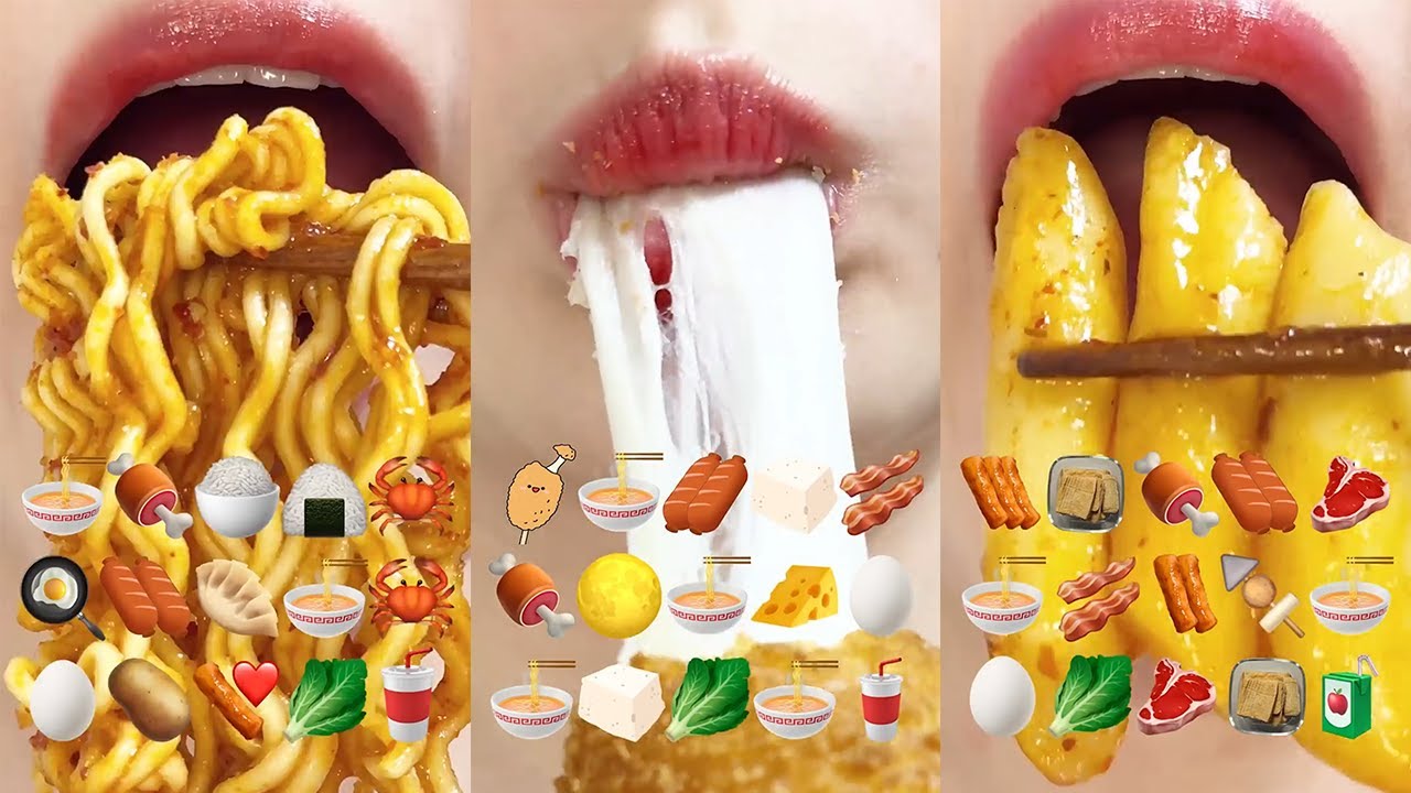 asmr 1HOUR DELICIOUS EMOJI FOOD 1시간 맛있어서 배고파지는 이모지먹방 MUKBANG eating sounds