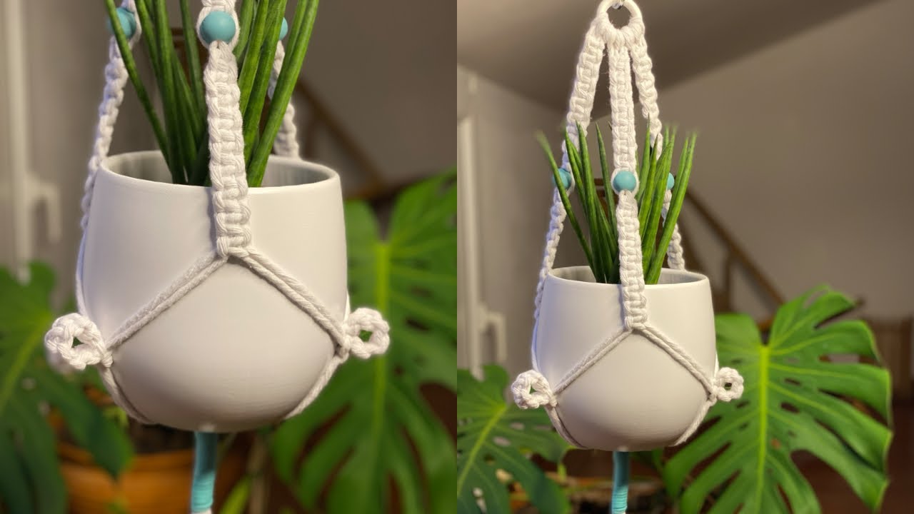 Tutorial: Suporte para vaso de planta em Macramé/Macramé plant hanger#macrame #macramewallhanging