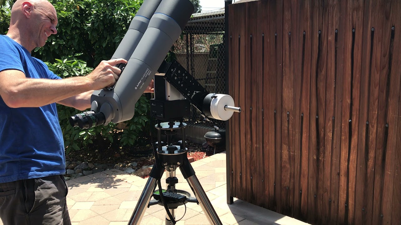 iOptron AZ Mount Pro demo with APM 120 big binoculars