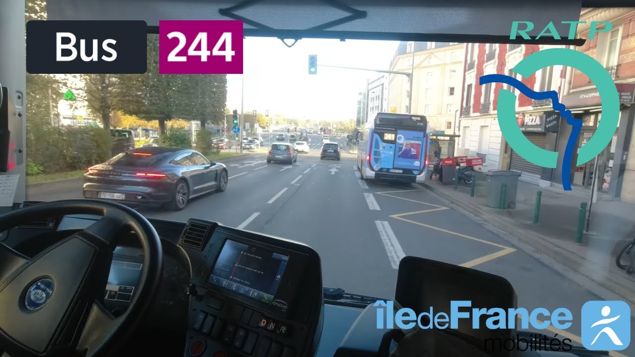 Bus 244 RATP | Rueil-Malmaison RER - Porte Maillot Métro par la Fondation Louis Vuitton - 4K