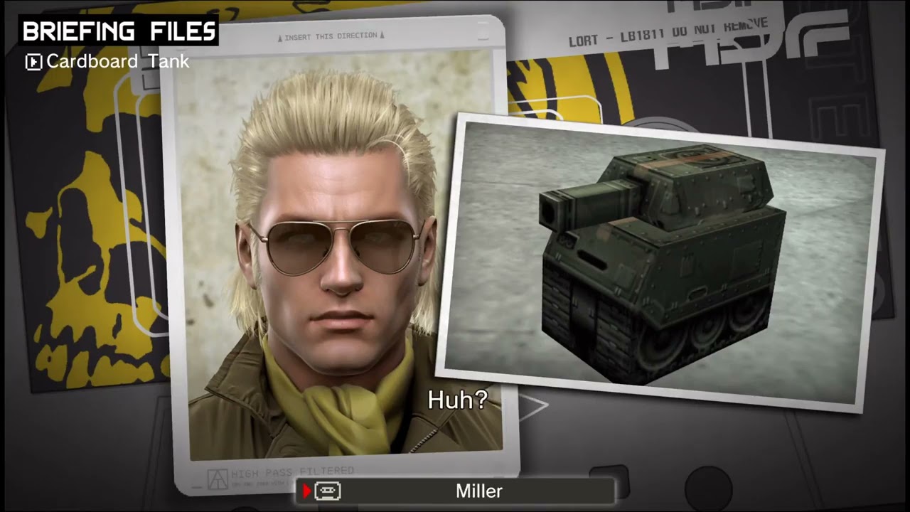 Miller talks about the Cardboard Tank (MGS:PW) (Snake is slightly autistic)
