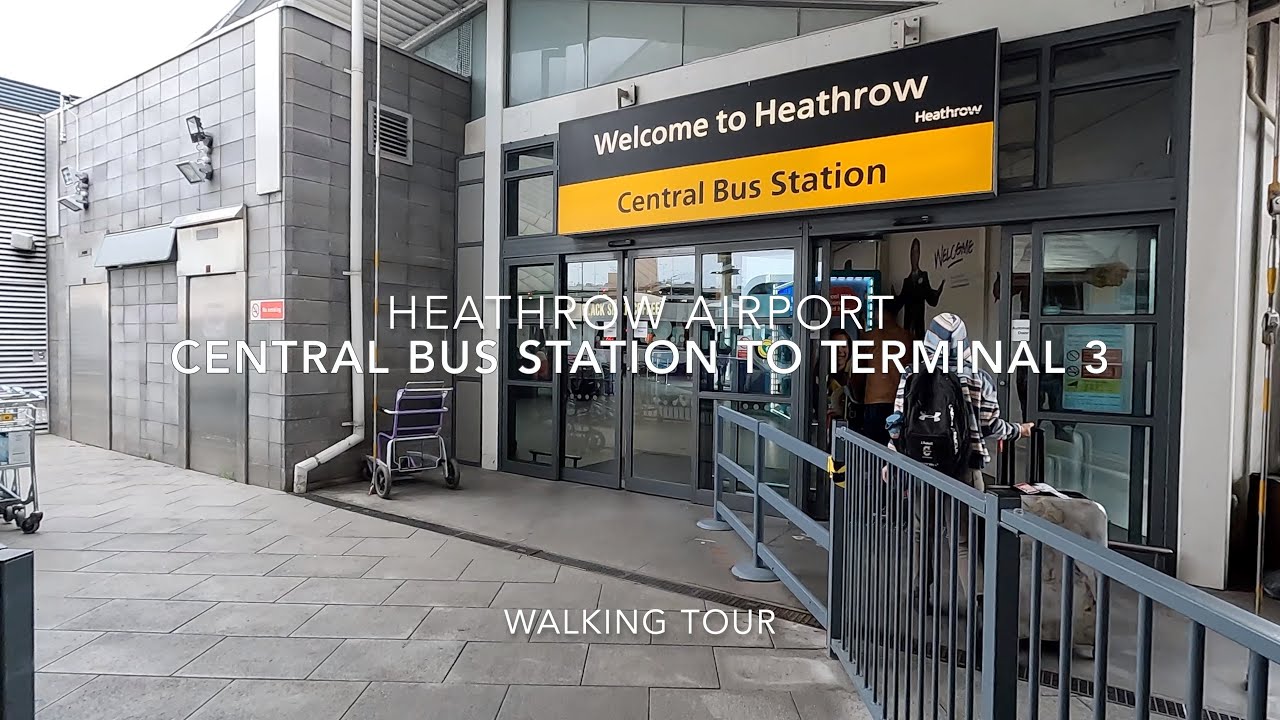 London Heathrow Central Bus Station to Terminal 3 Departures Walking Tour