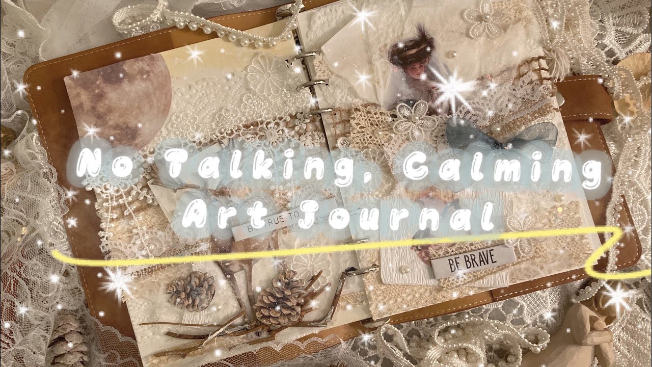 Lace Background with Distress Oxide and Stamperia Winter Tales Die cuts Art Journal Process Videos